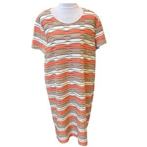 Chico's Vineyard Waves Orange and White Sheath Midi Dress